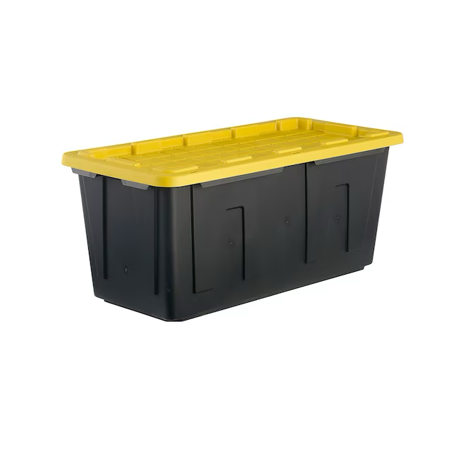 Project Source Commander X-large Bolsa resistente negra y amarilla de 50 galones (200 cuartos) con tapa a presión estándar