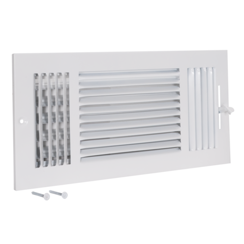 EZ-FLO 14 Zoll x 6 Zoll (Kanalgröße) 3-Wege-Wand-/Deckenregister aus Stahl, Weiß