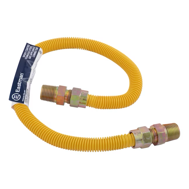 Eastman Conector de gas de acero inoxidable con entrada Mip de 24 pulgadas y 1/2 pulgadas x salida Mip de 1/2 pulgadas 