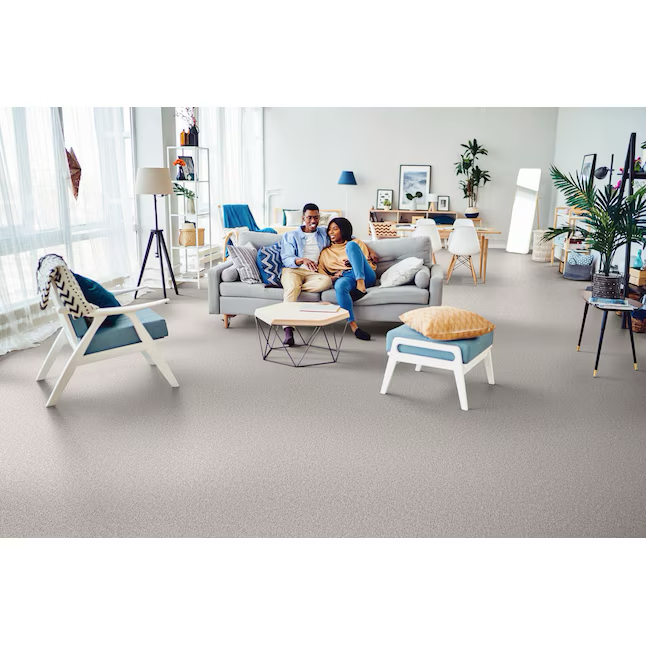 STAINMASTER Effortless Appeal III Frozen Brown 68.3-oz sq yard Polyester Textured Indoor Carpet