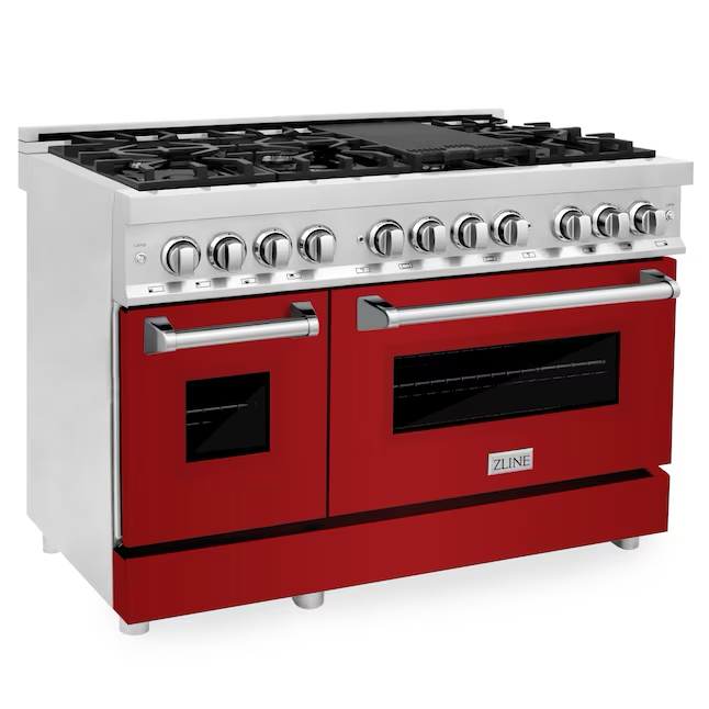 ZLINE Professional 48-in 4.2-cu ft / 1.8-cu ft Convection Oven Freestanding Double Oven Dual Fuel Range (Stainless Steel)