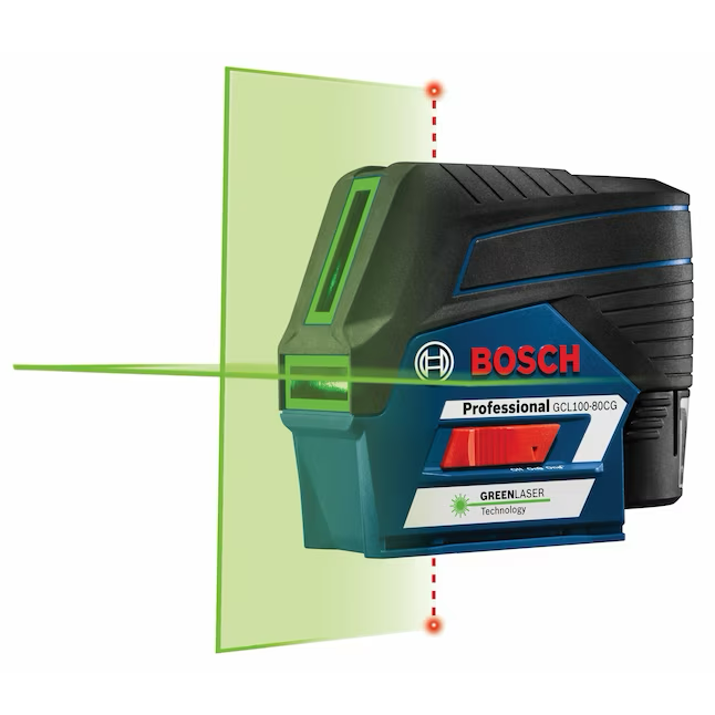 Nivel láser de líneas cruzadas autonivelante para interiores y exteriores Bosch, color verde, 165 pies