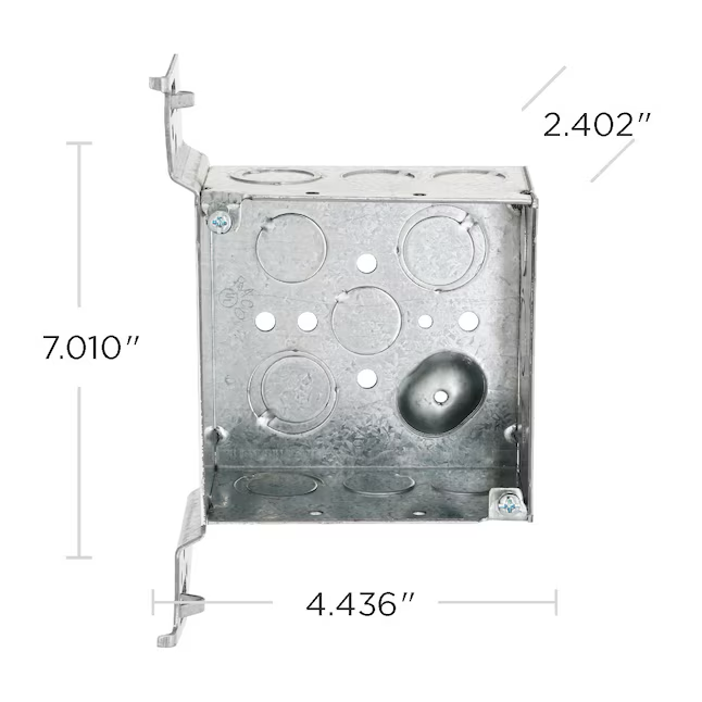 Caja eléctrica cuadrada para obra nueva de acero galvanizado de dos módulos Hubbell RACO