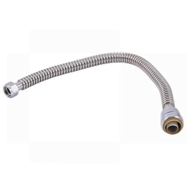 Conector de calentador de agua de acero inoxidable corrugado SharkBite, entrada de conexión a presión de 24 pulgadas y 1 pulgada x salida Fip de 3/4 pulgadas