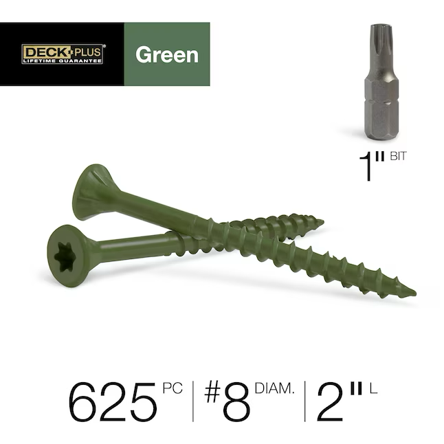 Deck Plus Tornillos para terrazas de madera a madera #8 x 2 pulgadas (625 por caja)