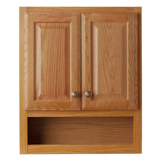 Project Source Gabinete de pared para baño de roble de 23,25 x 28 x 7 pulgadas