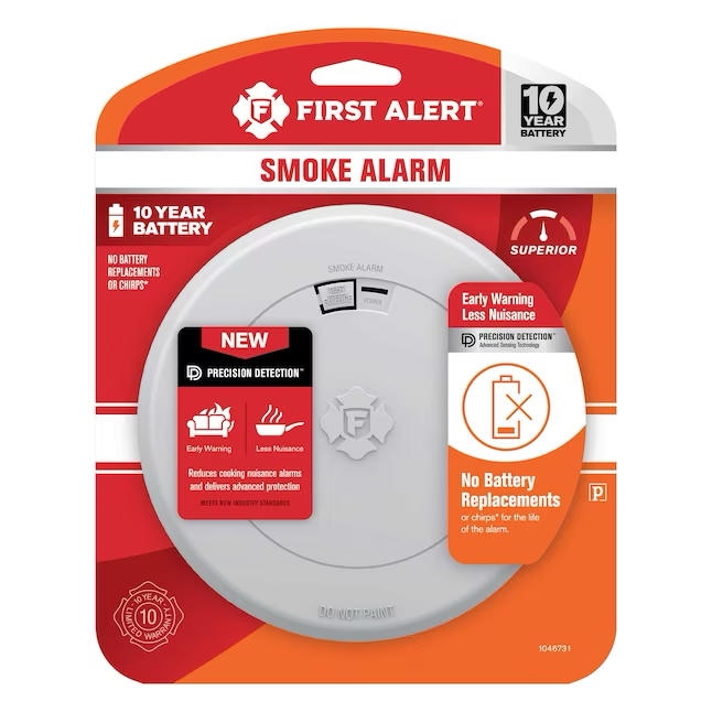 Detector de humo con sensor fotoeléctrico que funciona con baterías y 10 años de garantía First Alert