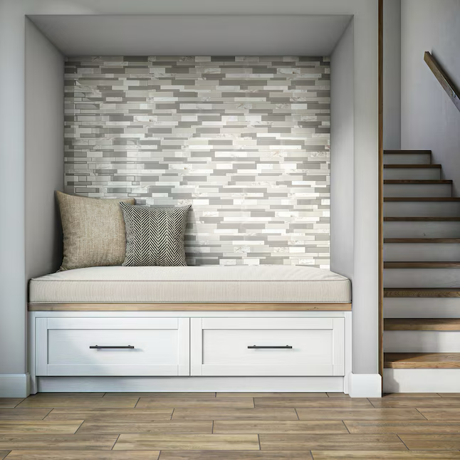 Daltile Smart Stick Twilight 12-in x 13-in Multi-finish PVC Stone look Peel and stick Mosaic Wall Tile ( 0.97-sq ft / Piece )