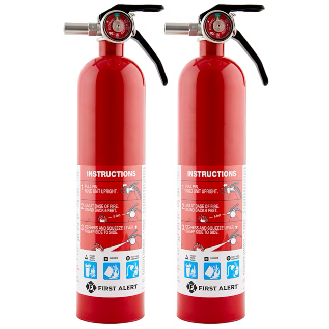 First Alert Wiederaufladbarer 1-a:10-b:c ​​Feuerlöscher für Privathaushalte (2er-Pack)