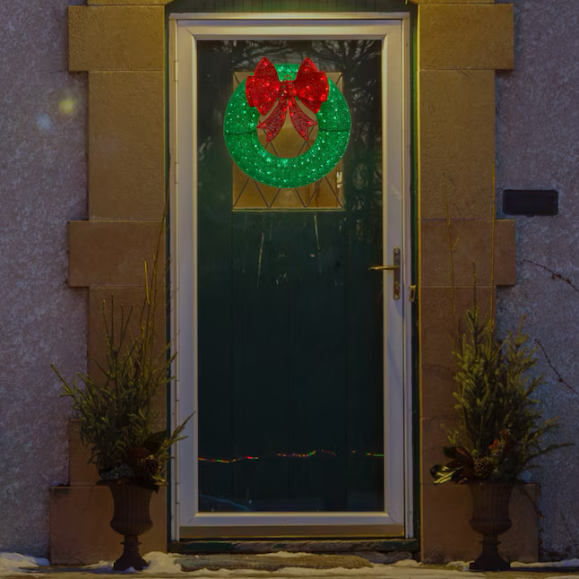 Holiday Living 3-ft LED Green Christmas Wreath with Red Bow