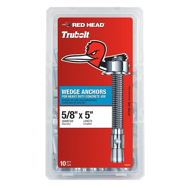 Anclajes de cuña para hormigón Red Head de 5/8 x 5 pulgadas (paquete de 10)