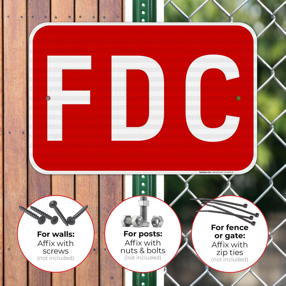 FDC Sign, Red Background 12 in. x 18 in.