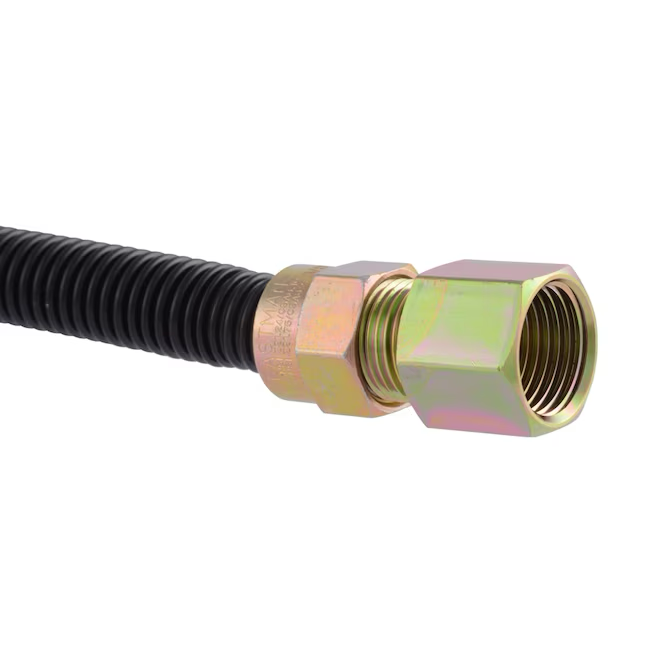 Eastman Kit de instalación de electrodomésticos de gas de acero inoxidable con entrada Fip de 24 pulgadas y 1/2 pulgadas x salida Mip de 3/8 pulgadas 
