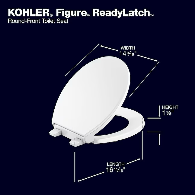 KOHLER Figure Plastic White Round Soft Close Toilet Seat