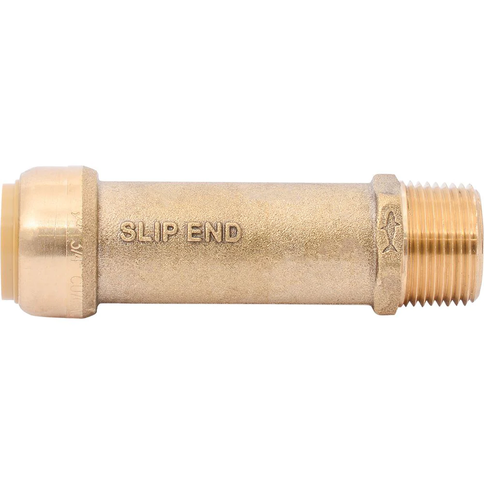 SharkBite Adaptador macho deslizante de latón MNPT de 1 pulg. x 1 pulg.