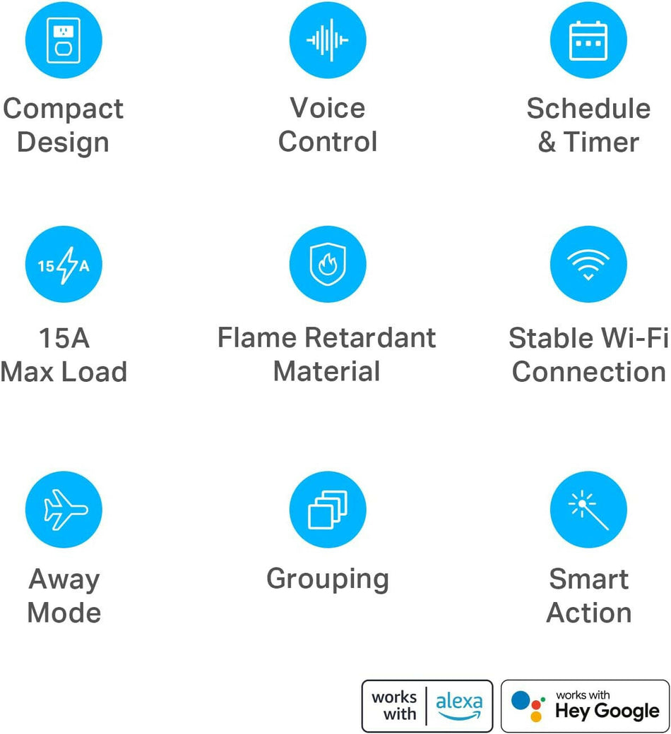 Kasa Smart Plug Ultra Mini 15A, Smart Home WLAN-Steckdose 2er-Pack (EP10P2), Weiß 