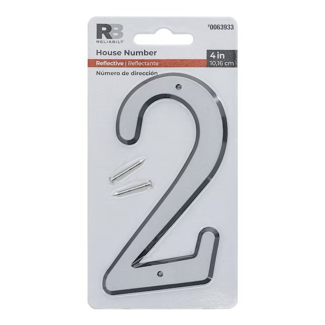 RELIABILT 4-in Reflective Silver Number