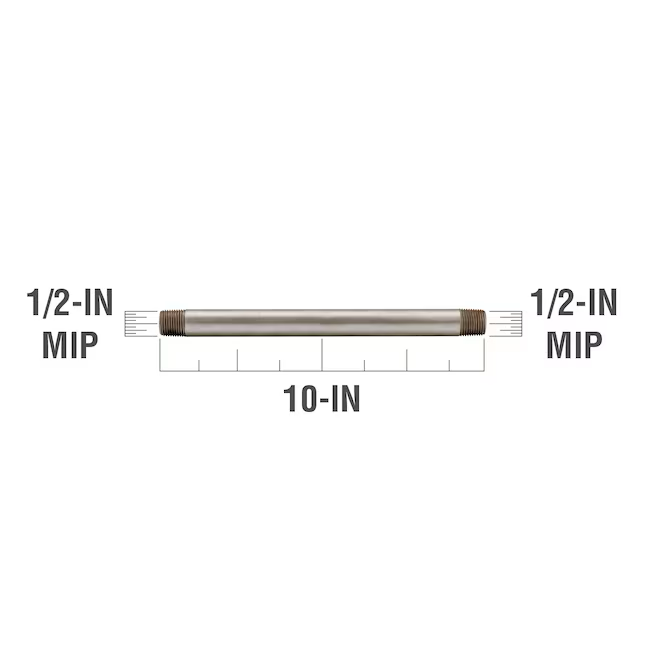 RELIABILT 1/2 Zoll x 10 Zoll verzinkter Nippel