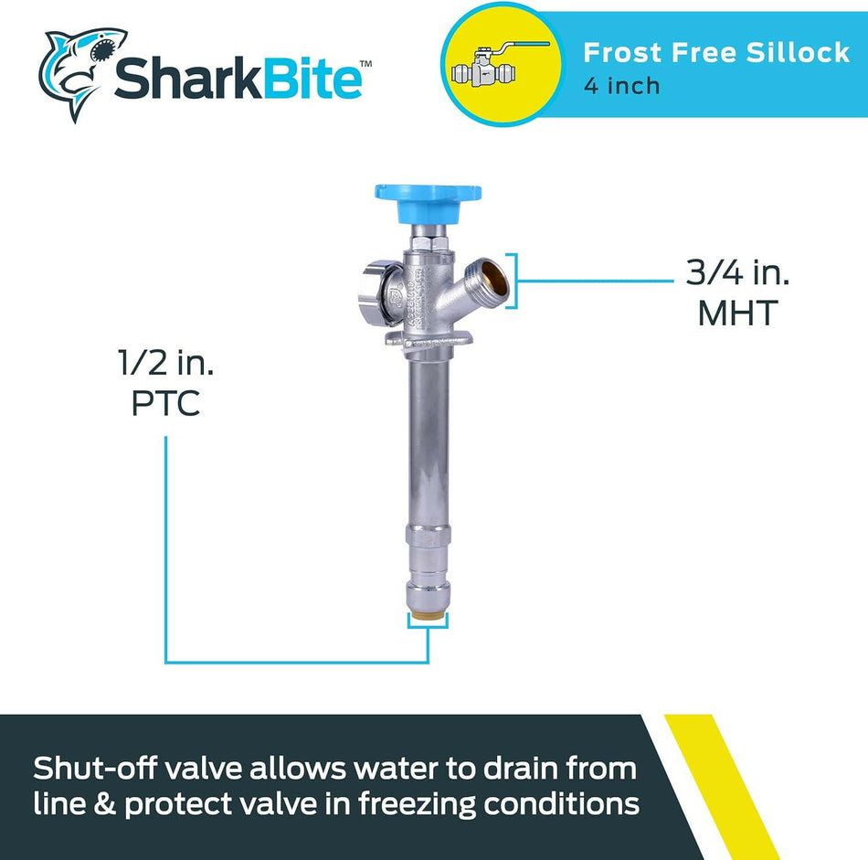 SharkBite Frost Free Sillcock 1/2 Zoll x 3/4 Zoll MHT 4 Zoll