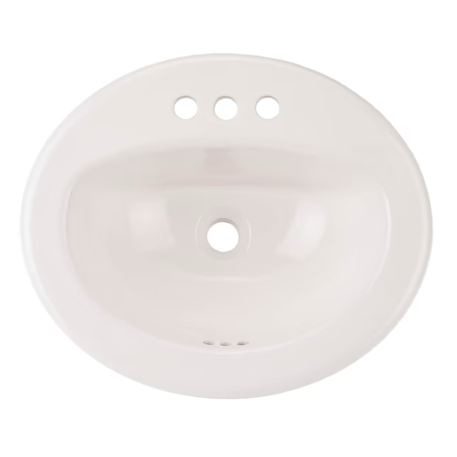 Project Source Huxley Vitreous China 20.0-in Drop-in Oval Traditional White Bathroom Sink