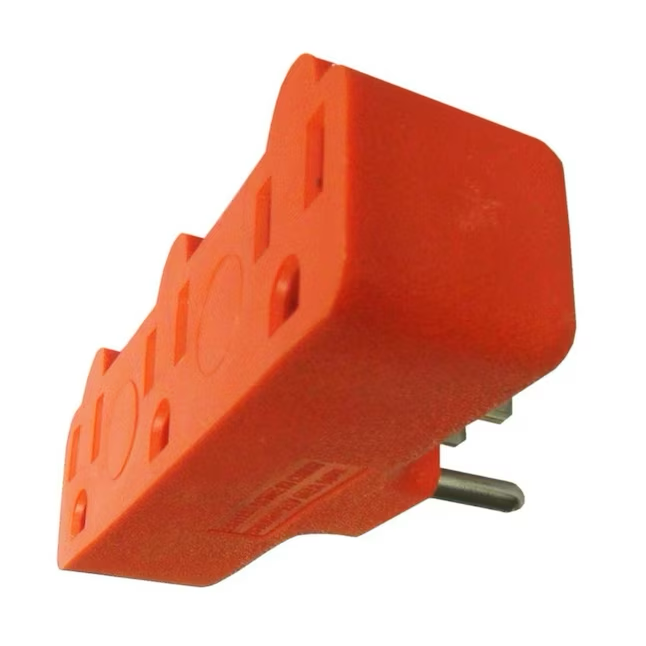 Projektquellenadapter, 15 Ampere, 3-adrige Erdung, Einzel- bis Dreifach-Orange-Basisstandardadapter