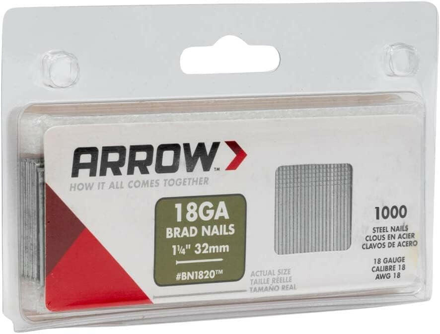 Arrow 18-Gauge Steel Brad Nails 1-1/4 Inch, 1000 Pack