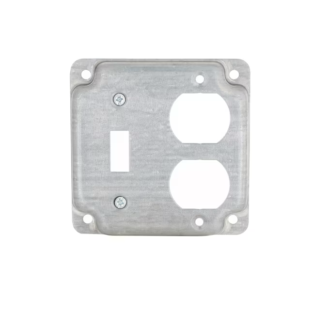 Caja metálica cuadrada de 2 grupos, gris, Hubbell