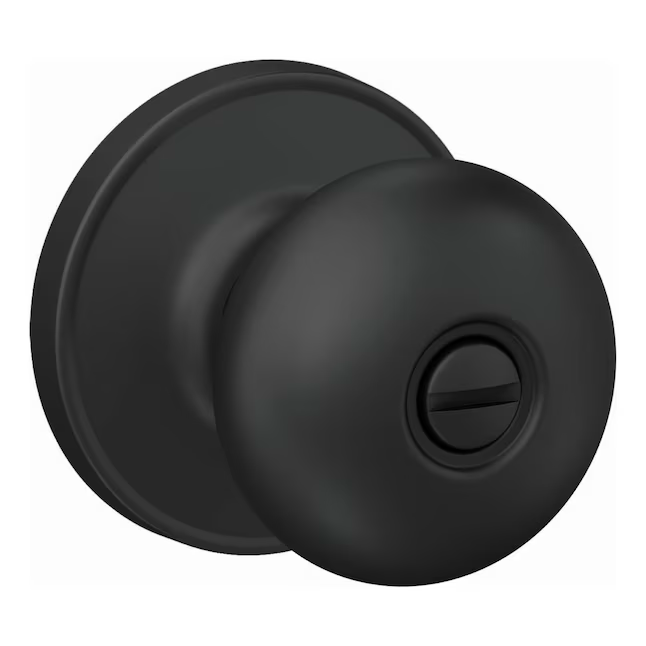 Home Front by Schlage Marwood - Pomo para puerta de privacidad para interior de cama/baño, color negro mate, paquete múltiple (paquete de 4)