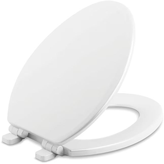 KOHLER Ridgewood Wood White Elongated Soft Close Toilet Seat