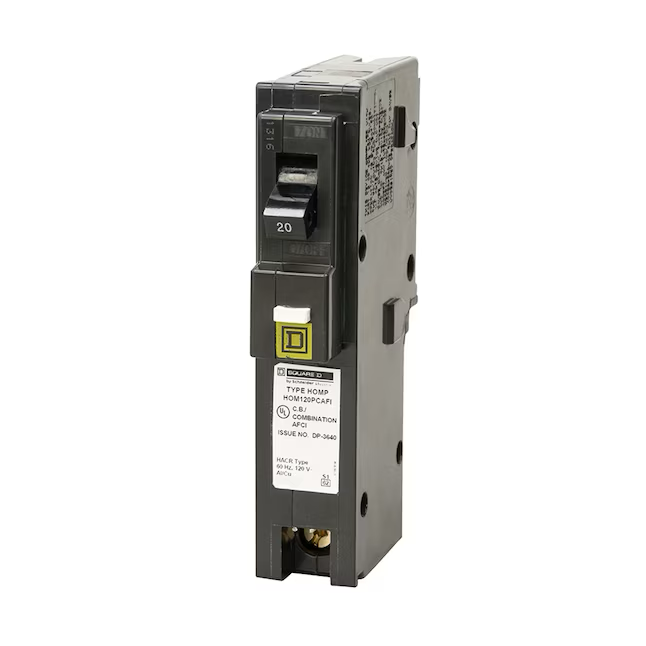 Square D Homeline 20 Ampere 1-poliger Kombinations-Lichtbogenfehler-Steck-Neutralleiter-Leistungsschalter