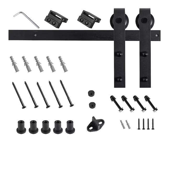 RELIABILT Kit de herrajes para puerta de granero con correa en J para interior de bronce aceitado de 72 pulgadas