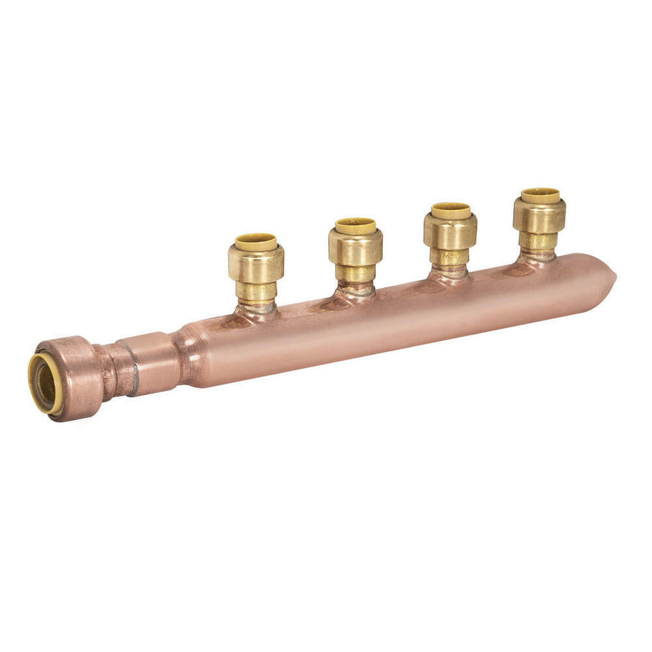 Sioux Chief 3/4" x 1/2" Kupfer-Push-Fit-Verteiler mit geschlossenem Ende (4 Anschlüsse)
