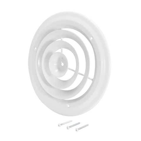 EZ-FLO 6 Zoll (Kanalgröße) runder Wand-/Deckendiffusor aus Stahl, weiß