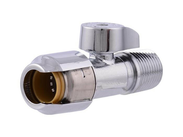 SharkBite Max 1/2 pulg. x 1/2 pulg. Tope de ángulo recto de empuje de latón MIP