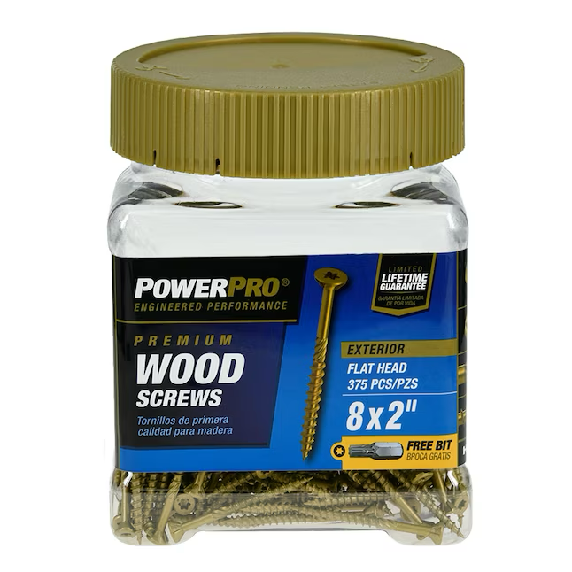 Tornillos epoxi para madera exterior Power Pro #8 x 2 pulgadas (375 por caja)