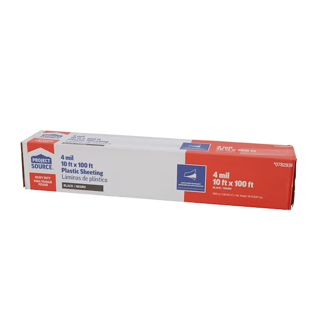 Project Source 10-ft x 100-ft Black 4-mil Plastic Sheeting (Heavy-duty (4-5 Mil)