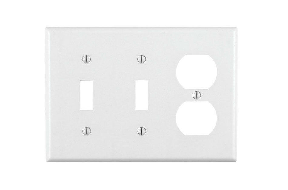 Leviton 2-Toggle 1-Duplex Combination Wallplate Standard Size, White