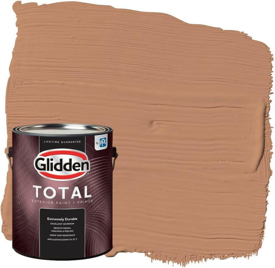 Pintura e imprimador para exteriores Glidden Total Semibrillante, Honey Graham
