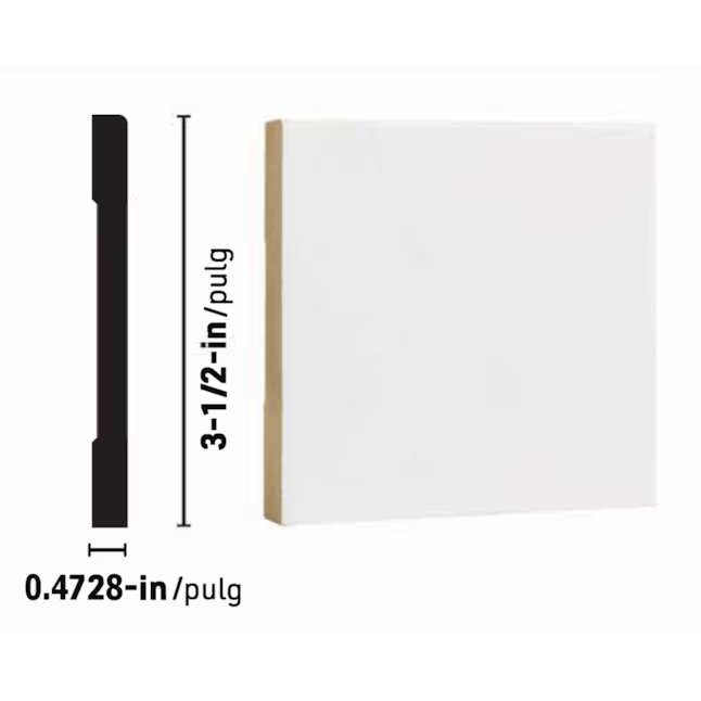RELIABILT 15/32 Zoll x 3-1/2 Zoll x 12 Fuß Craftsman grundierte MDF 3211 Fußleistenleiste 