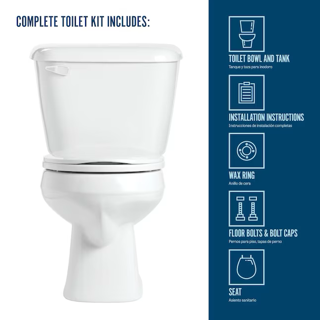 Mansfield Pro-Fit White Round Standard Height 2-piece WaterSense Toilet 12-in Rough-In 1.28-GPF