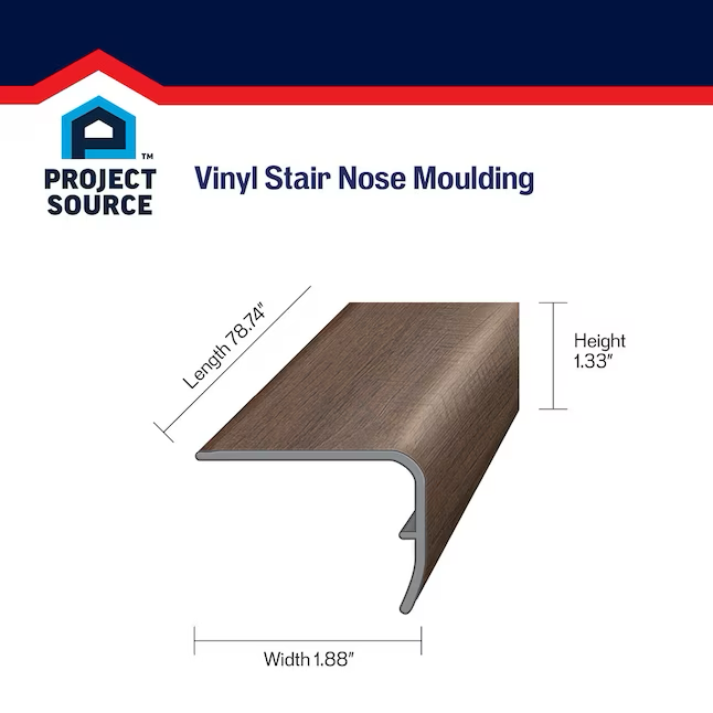 Project Source 1.88-in x 78.7-in x 1.32-in Iron Finished Vinyl Overlap Stair Nosing