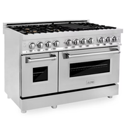 ZLINE Professional 48-in 4.2-cu ft / 1.8-cu ft Convection Oven Freestanding Double Oven Dual Fuel Range (Stainless Steel)