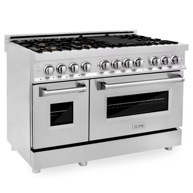 ZLINE Professional 48-in 4.2-cu ft / 1.8-cu ft Convection Oven Freestanding Double Oven Dual Fuel Range (Stainless Steel)