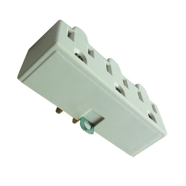 Projektquellenadapter 15 Ampere 2-adrig auf 3-adrig, Einzel- auf Dreifach-Adapter, elfenbeinfarben, Basisstandard