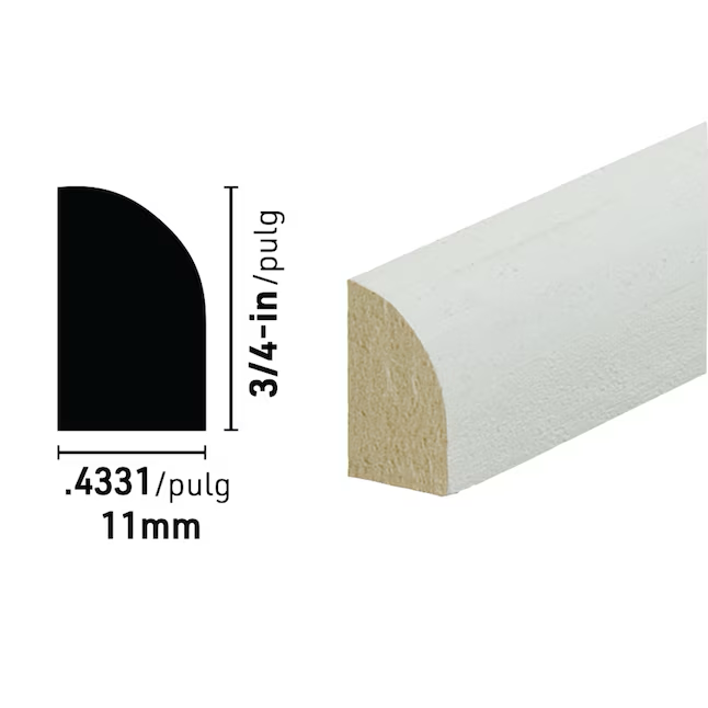 RELIABILT Moldura de zapato de MDF pintado de 13/32 pulgadas x 3/4 pulgadas x 12 pies
