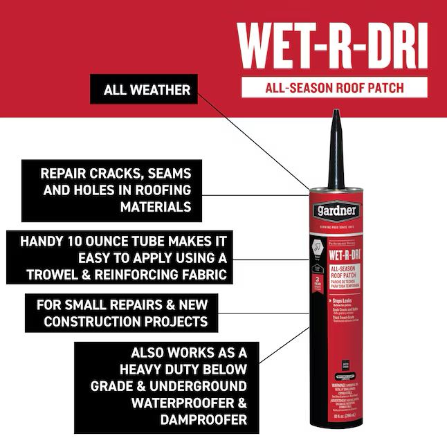 Sellador de techo de cemento Gardner Wet-R-Dri de 10 oz