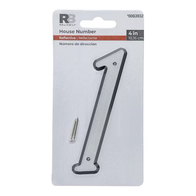 RELIABILT 4-in Reflective Silver Number