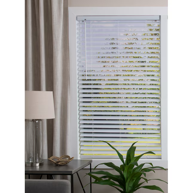 Project Source Premium 2-in Slat Width 31-in x 64-in Cordless White Vinyl Room Darkening Blinds