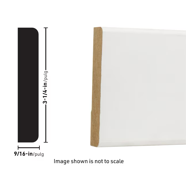 RELIABILT Carcasa de MDF 433 imprimada de 9/16 pulg. x 3-1/4 pulg. x 12 pies