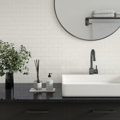 Daltile Core Classic True White 12-in x 12-in Glossy Ceramic Subway Mosaic Wall Tile ( 0.83-sq ft / Piece )